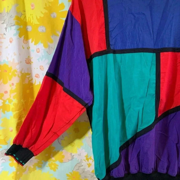 Mens colorblock 80s lightweight pull over crew neck sweater - Picture 2 of 11